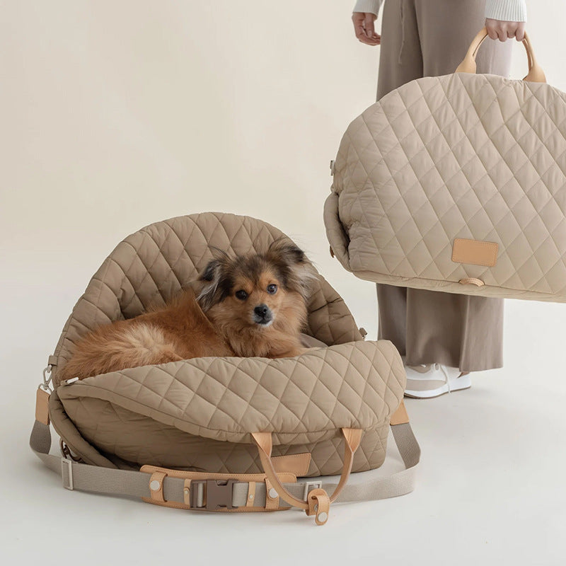Foldable Canvas Pet Rear Seat Carrier Bag